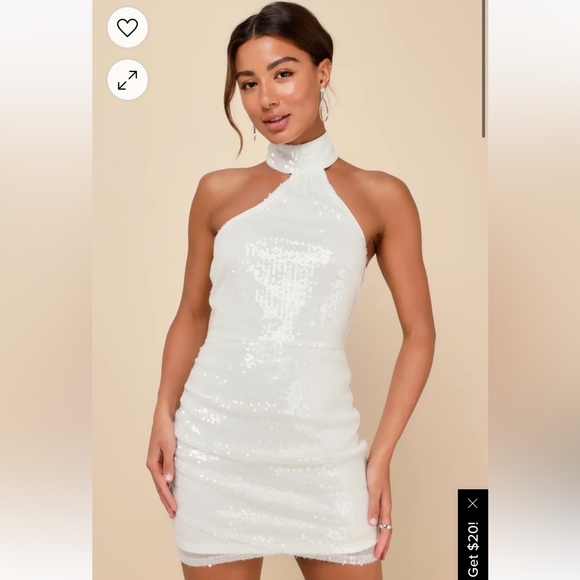 White Halter Sequin Dress - Picture 1 of 2